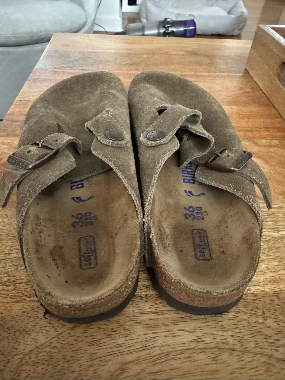 Classic Birkenstock Clog Taupe Suede Size 36 - Picture 6 of 8